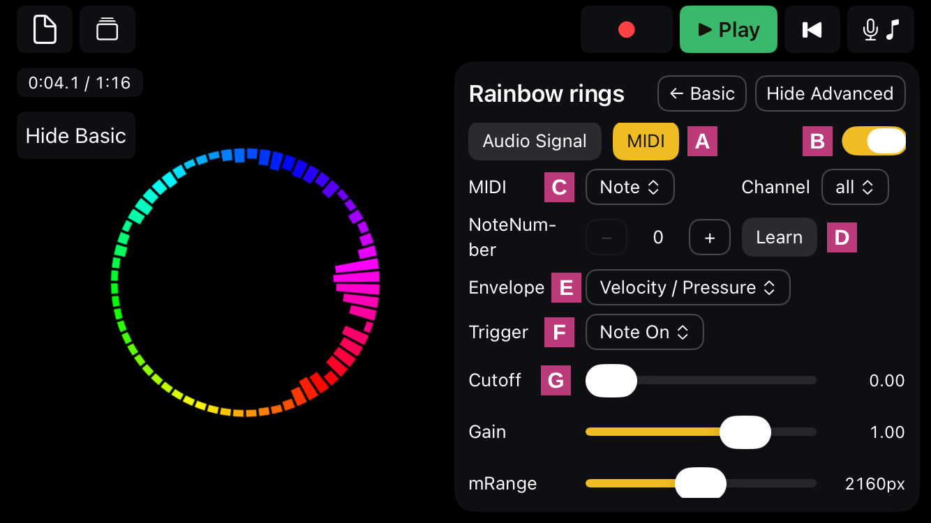 A setting’s MIDI, sideways, lettered